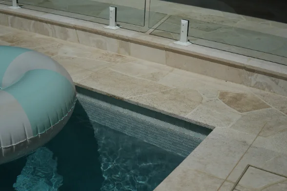 A vitrified surface before sealing, water lying flat and dull