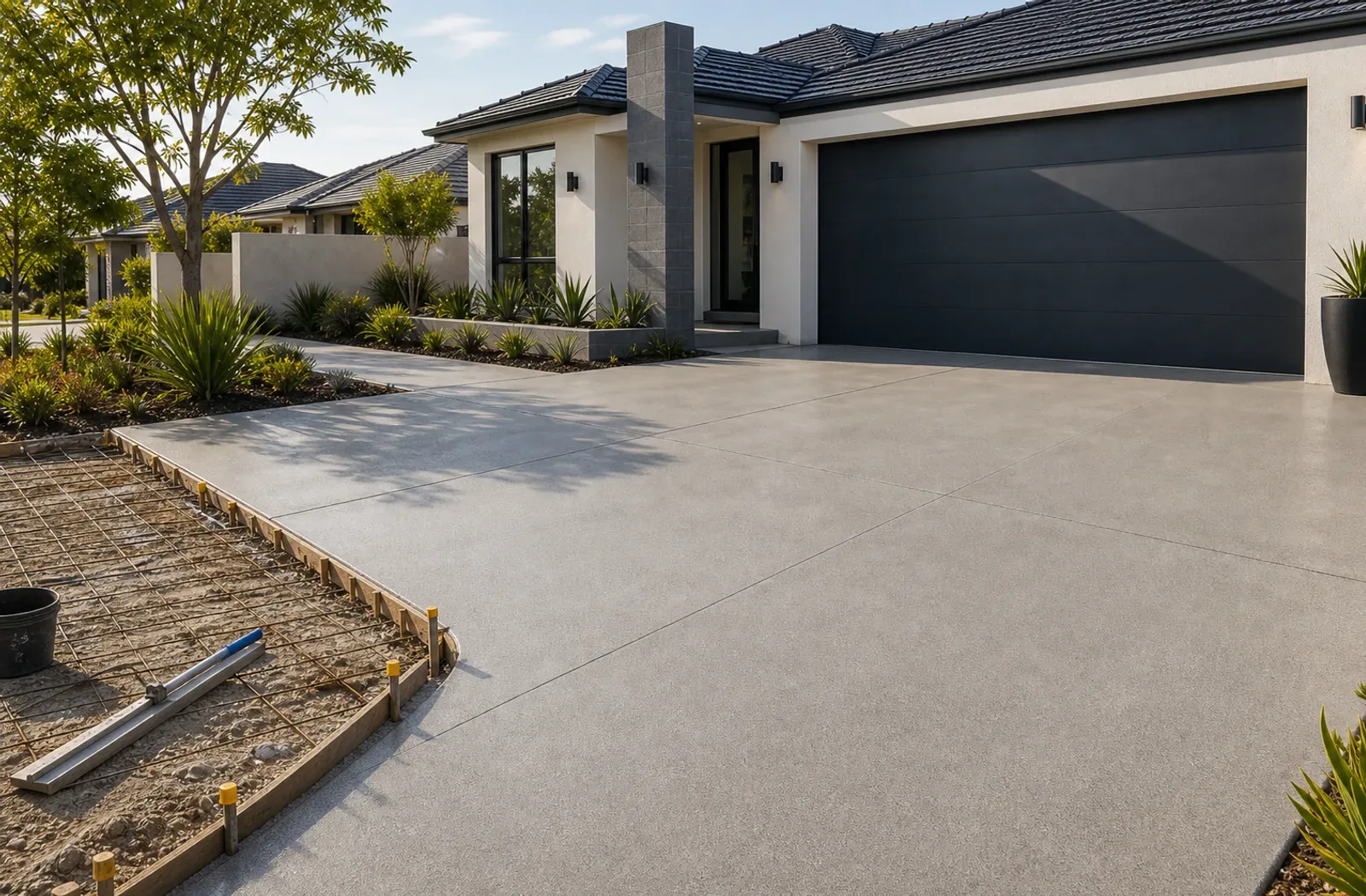 Coloured concrete driveway