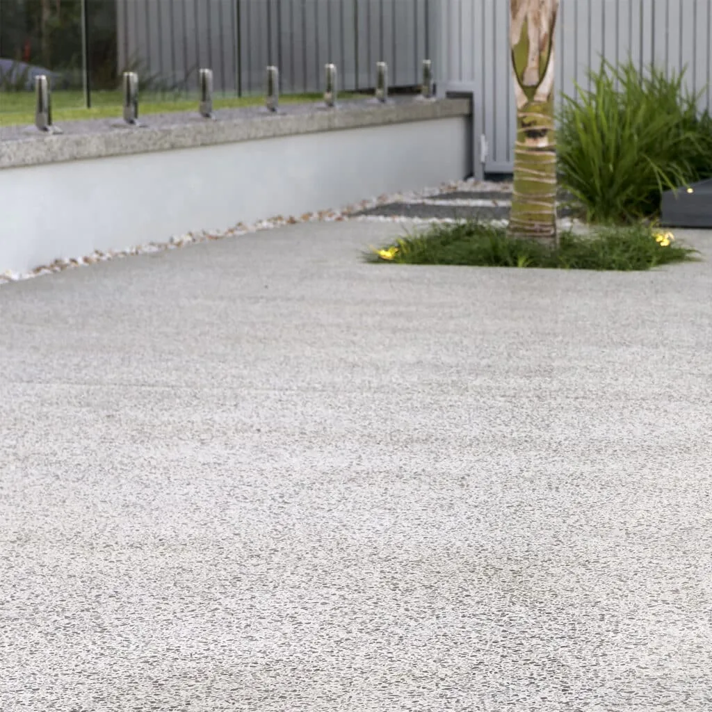 Exposed aggregate concrete driveway
