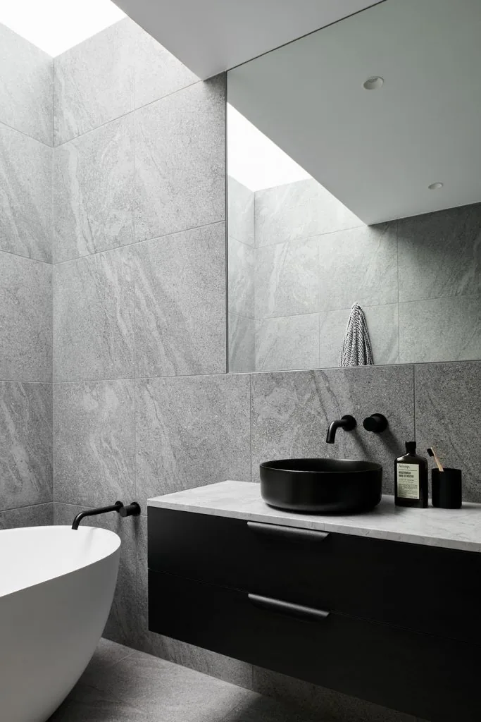 Tiled surface with grout lines