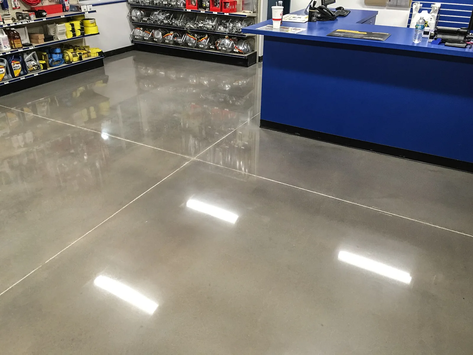 Honed concrete floor