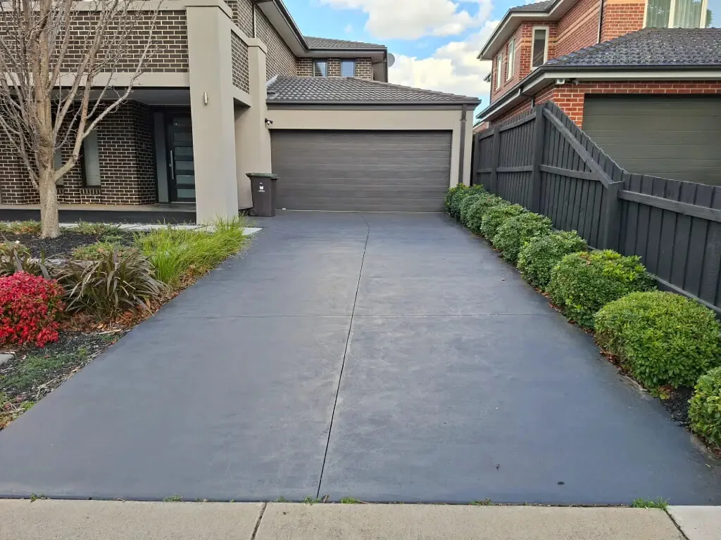 Plain concrete driveway